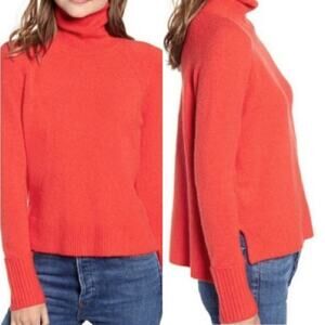J CREW Turtleneck Sweater In Supersoft Yarn Wool Blend Fall Orange Sz Medium
